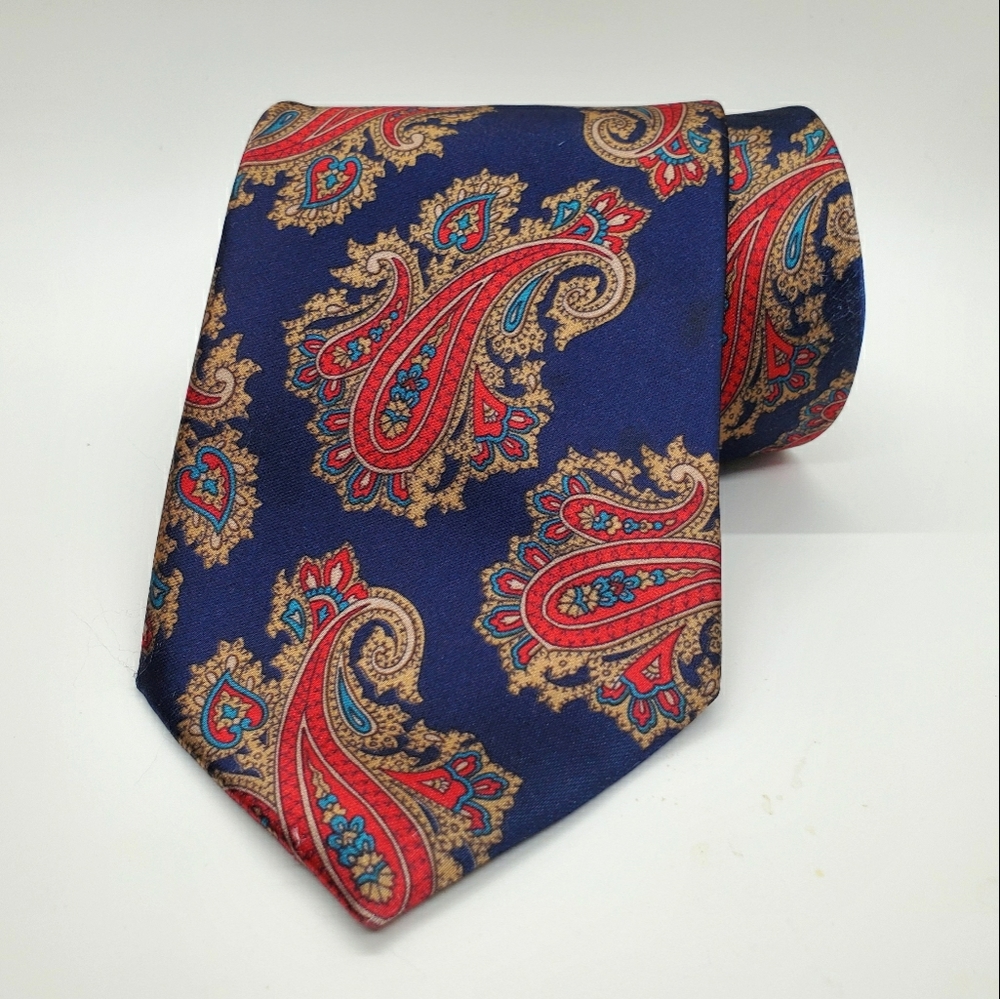 Etienne Aigner Vintage Blue and Red Paisley Tie